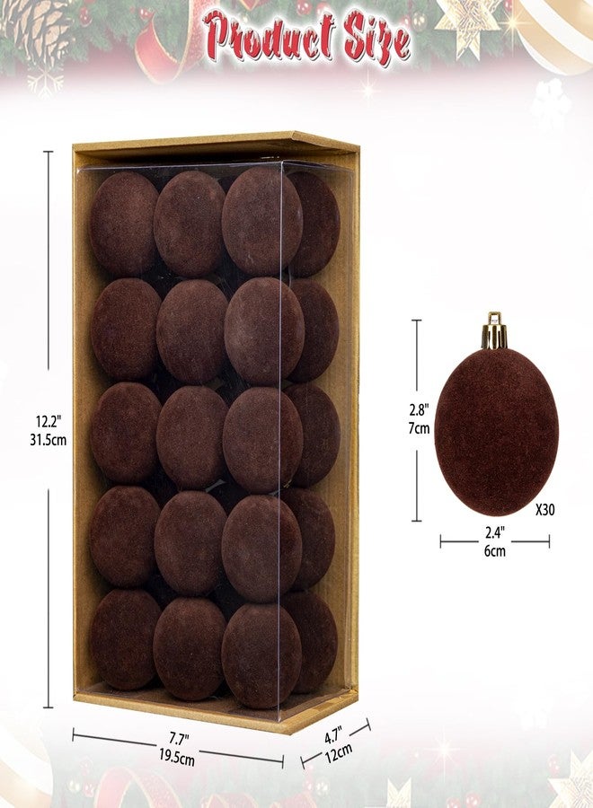 Arborus 30PCS Velvet Christmas Ball Ornaments Set, 2.36" Shatterproof Baubles for Christmas Tree Decorations, Hanging Baubles with Soft Velvet Finish for Thanksgiving Holiday Party Décor, Dark Brown - Image 2